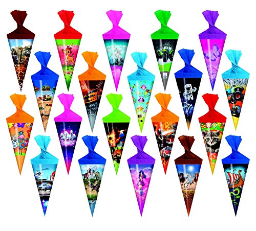 20x Deko Schultüte mit Motiv / Zuckertüte / Länge: 15cm / rund 20x Deko Schultüte mit Motiv / Zuckertüte / Länge: 15cm / rund von Livepac Office