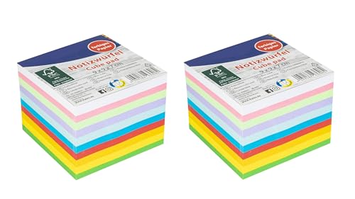 2x Notizwürfel / 90 X 90 X 70 mm / mit 700 Blatt farbige Notizzettel von Livepac-Office