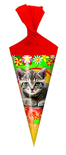 Motiv Deko Schultüte / Zuckertüte / Länge: 15cm / rund / "Katze" von Livepac Office