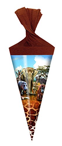 Motiv Deko Schultüte / Zuckertüte / Länge: 15cm / rund / "Safari" von Livepac Office