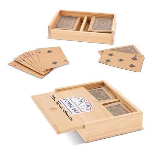Pokerset mit Namensgravur - in einer Geschenkbox aus Bambus Pokerset mit Namensgravur - in einer Geschenkbox aus Bambus von Livepac-Office