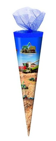 Schultüte / Zuckertüte / Länge: 35cm / rund / Tüllverschluss / "Landmaschinen" Schultüte / Zuckertüte / Länge: 35cm / rund / Tüllverschluss / "Landmaschinen" von Livepac Office