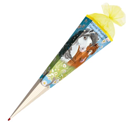 Schultüte mit Gravur / Zuckertüte / 85cm / eckig / "Blumenpferde" Schultüte mit Gravur / Zuckertüte / 85cm / eckig / "Blumenpferde" von Livepac-Office