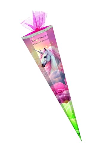 Schultüte mit Gravur / Zuckertüte / 85cm / eckig / "Einhorn" Schultüte mit Gravur / Zuckertüte / 85cm / eckig / "Einhorn" von Livepac-Office