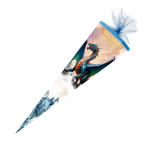 Schultüte mit Gravur / Zuckertüte / 85cm / eckig / "Kristall Drache" Schultüte mit Gravur / Zuckertüte / 85cm / eckig / "Kristall Drache" von Livepac-Office