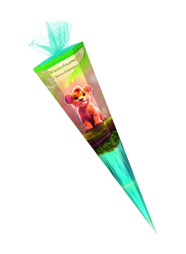 Schultüte mit Gravur / Zuckertüte / 85cm / eckig / "Löwe" von Livepac-Office