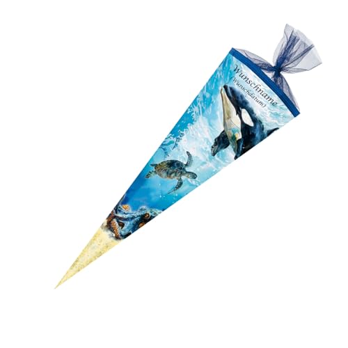 Schultüte mit Gravur / Zuckertüte / 85cm / eckig / "Meereswelten" Schultüte mit Gravur / Zuckertüte / 85cm / eckig / "Meereswelten" von Livepac-Office