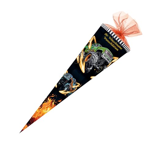 Schultüte mit Gravur / Zuckertüte / 85cm / eckig / "Monstertruck" Schultüte mit Gravur / Zuckertüte / 85cm / eckig / "Monstertruck" von Livepac-Office