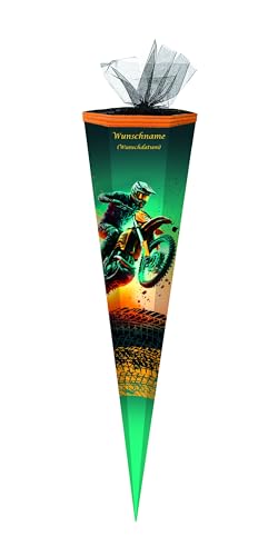 Schultüte mit Gravur / Zuckertüte / 85cm / eckig / "Motocross" Schultüte mit Gravur / Zuckertüte / 85cm / eckig / "Motocross" von Livepac-Office
