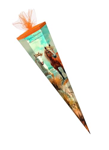 Schultüte mit Gravur / Zuckertüte / 85cm / eckig / "Pferde" Schultüte mit Gravur / Zuckertüte / 85cm / eckig / "Pferde" von Livepac-Office