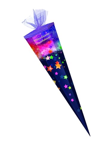 Schultüte mit Gravur / Zuckertüte / 85cm / eckig / "Stars" Schultüte mit Gravur / Zuckertüte / 85cm / eckig / "Stars" von Livepac-Office