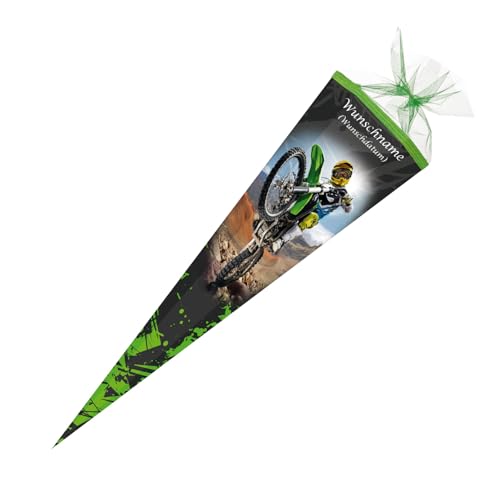 Schultüte mit Gravur / Zuckertüte / 85cm / eckig / "Wheelie" Schultüte mit Gravur / Zuckertüte / 85cm / eckig / "Wheelie" von Livepac-Office