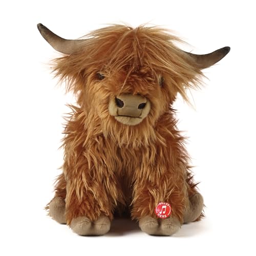 Living Nature 5529074 Soft Toy Animals Hochlandrind mit MUH-Ton, realistisches weiches kuschliges Farmspielzeug, Naturli umweltfreundliches Plüschtier, Braun, 22 cm von Living Nature