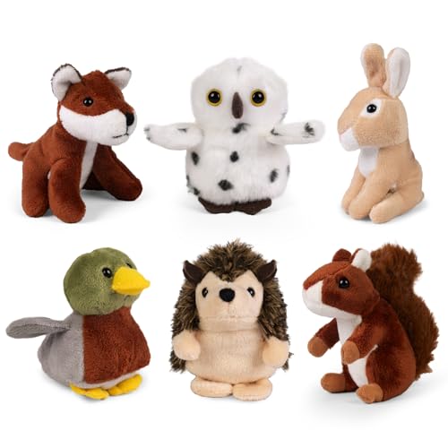 Living Nature Wildtier-Freunde, 6 x realistische kleine kuschlige Wald-Stofftiere, Naturli umweltfreundliche Plüschtiere, 9cm, Verschieden von Living Nature