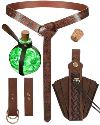 Livofloral Mittelalter Gürtel 6 Stück für Damen Herren, Renaissance Mittelalter Kleidung Accessoires, Halloween Kostüm Wikinger, Lederbeutel, Zaubertrankflaschen, Kleiderhaken Vintage Renaissance Deko Livofloral Mittelalter Gürtel 6 Stück für Damen Herren, Renaissance Mittelalter Kleidung Accessoires, Halloween Kostüm Wikinger, Lederbeutel, Zaubertrankflaschen, Kleiderhaken Vintage Renaissance Deko von Livofloral
