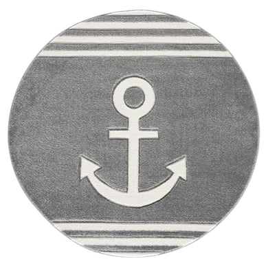 LIVONE Kinderteppich Kids love Rugs Anker Rund silbergrau/weiss LIVONE Kinderteppich Kids love Rugs Anker Rund silbergrau/weiss von Livone