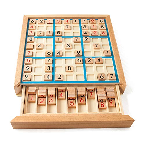 Lixada Holz Sudoku Puzzle Board Holz Sudoku Spiel Set mit Schublade Math Brain Teaser Desktop-Spielzeug,Schönes Kinder von Lixada