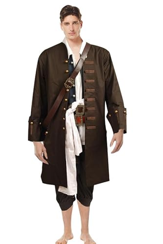 Lixinya Piraten Cosplay Kostüm Outfit Mittelalterliche Mantel Gürtel Cosplay Requisiten Halloween Karneval Anzug Herren M von Lixinya