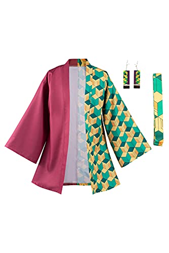 Lixinya Tomioka Giyuu Cardigan Jacke Anime Open Front Coat Cosplay Kimono Kostüm Umhang Ohrringe Set Herren M von Lixinya