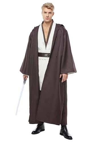 Lixinya Wars Tunic Kenobi Kapuze Robe Full Set Halloween Karneval Party Hooded Cosplay Kostüm Mittelalter Anzug Tunika Set Herren (XXL, Weiß) Lixinya Wars Tunic Kenobi Kapuze Robe Full Set Halloween Karneval Party Hooded Cosplay Kostüm Mittelalter Anzug Tunika Set Herren (XXL, Weiß) von Lixinya