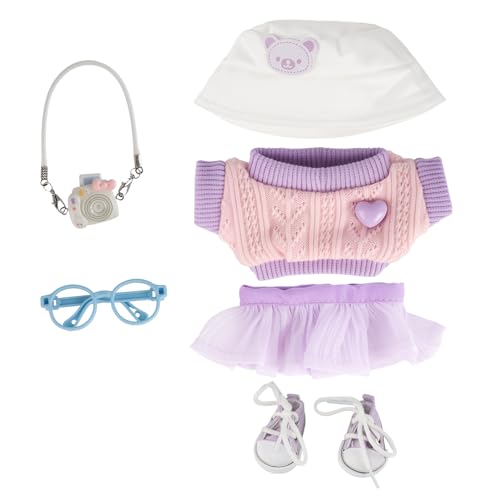 6 Stück Kleidung für Puppen - 17 cm Puppenpulloverkleid mit Mütze, Wasserflasche und Schuhen, Puppenzubehör, Puppenkleidungsset, Anziehgeschenk für Puppen von Lixstyea