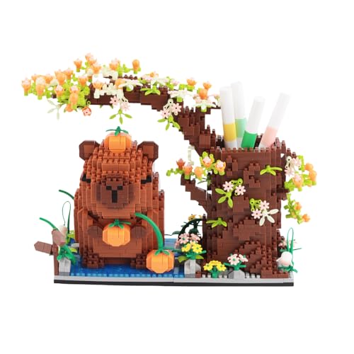 Lixstyea Capybara Baustein Stifthalter - 1800pcs Cartoon Mini Bausteine mit Bedienungsanleitung, 3D-Modell Capybara Building Blöcke für Erwachsene und Kinde, Educational Games and Toys von Lixstyea
