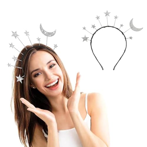 Haarreif Sterne Mond Stirnband Haarreifen Damen Glitzer Alien kostüm Damen Geburtstagsfeier Haarband Haarschmuck für Geburtstag Kostümparty Karneval von Ljevandria