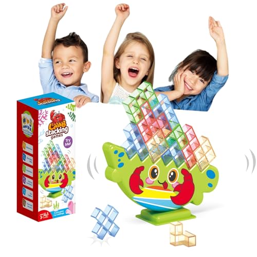 Lktvys Spiele für Erwachsene, Montessori Spielzeug ab 3 Jahre, Familienspiel, Neues Krabbenmodell 2024, Kristallklare Bauklötze, Suitable for for Children and Adults von Lktvys