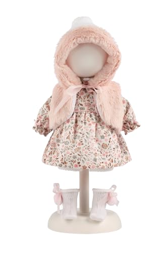 Llorens 1025908 Puppenkleidung für 35 cm Puppen, Kleider-Set Romantik mit Blümchen-Kleid und kuschliger Kapuzen-Weste, Puppenoutfit, Puppenzubehör von Llorens