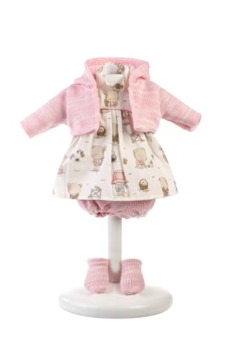 Llorens 1025996 Puppenkleidung für 33 cm Puppen, Kleider-Set mit weißen Bärchen-Kleid und rosa Strickjäckchen, Puppenoutfit, Puppenzubehör Llorens 1025996 Puppenkleidung für 33 cm Puppen, Kleider-Set mit weißen Bärchen-Kleid und rosa Strickjäckchen, Puppenoutfit, Puppenzubehör von Llorens