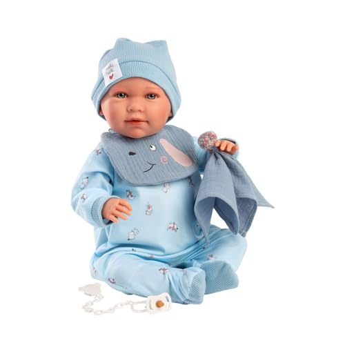 Llorens 1027420 Babypuppe Mimi, mit blauen Augen und weichem Körper, Baby Puppe inkl. Hündchen-Outfit, Schnuller, Schnullerkette und Schnuffeltuch, 42 cm Llorens 1027420 Babypuppe Mimi, mit blauen Augen und weichem Körper, Baby Puppe inkl. Hündchen-Outfit, Schnuller, Schnullerkette und Schnuffeltuch, 42 cm von Llorens
