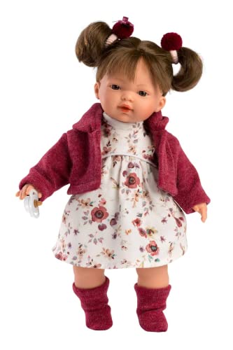 Llorens 1033146 Puppe Vera mit brünetten Haaren und braunen Augen, Babypuppe mit weichem Körper, inkl. Schnuller, 33 cm von Llorens