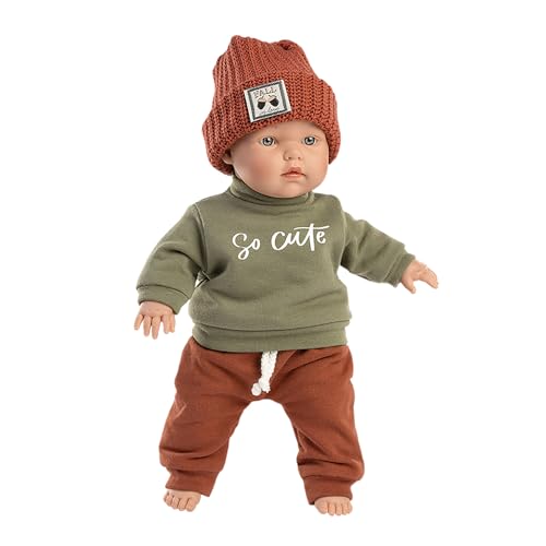 Llorens 1035001 Puppe Jordan, mit blauen Augen und weichem Körper, Babypuppe inkl. olivgrünem Sweatshirt, roter Hose und Mütze, 35cm, Olivgrün, Rot, NA Llorens 1035001 Puppe Jordan, mit blauen Augen und weichem Körper, Babypuppe inkl. olivgrünem Sweatshirt, roter Hose und Mütze, 35cm, Olivgrün, Rot, NA von Llorens