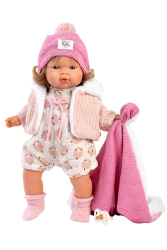 Llorens 1038572 Puppe Lola, mit grauen Augen und blonden Haaren, Babypuppe mit weichem Körper, inkl. Strickoutfit mit Mütze und rosa Kuscheldecke, 38 cm Llorens 1038572 Puppe Lola, mit grauen Augen und blonden Haaren, Babypuppe mit weichem Körper, inkl. Strickoutfit mit Mütze und rosa Kuscheldecke, 38 cm von Llorens