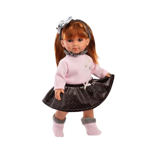 Llorens 1053551 Puppe Nicole, mit roten Haaren und blauen Augen, Fashion Doll mit weichem Körper, inkl. trendigem Outfit und Haarreif, 35 cm von Llorens