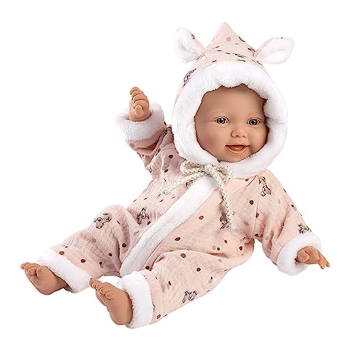 Llorens 1063302 Puppe mit blauen Augen und weichem Körper, Babypuppe inkl. rosa Outfit und Schnuller, 32cm von Llorens