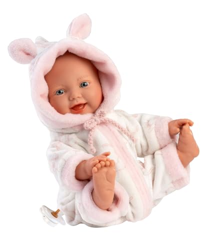 Llorens 1063312 Puppe Helena, mit blauen Augen und weichem Körper, fröhliche Babypuppe inkl. flauschigem Strampler und Schnuller, Puppenmädchen, New Born, 31cm von Llorens