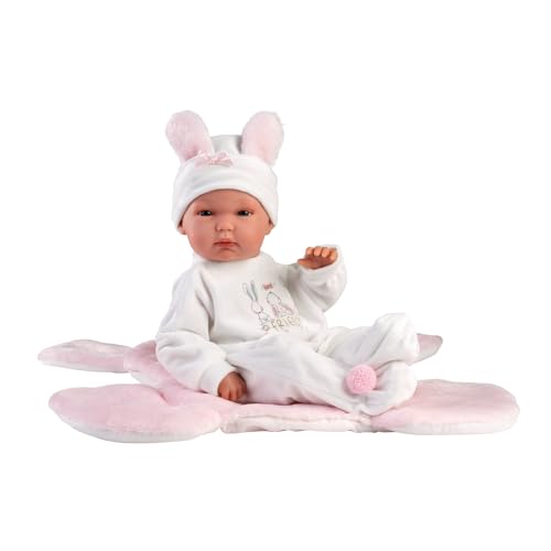 Llorens 1063598 Puppe Bimba, mit blauen Augen und weichem Körper, Babypuppe inkl. Outfit, Schnuller, Schnullerkette und rosa Hasendecke, Puppenmädchen, New Born, 35cm Llorens 1063598 Puppe Bimba, mit blauen Augen und weichem Körper, Babypuppe inkl. Outfit, Schnuller, Schnullerkette und rosa Hasendecke, Puppenmädchen, New Born, 35cm von Llorens