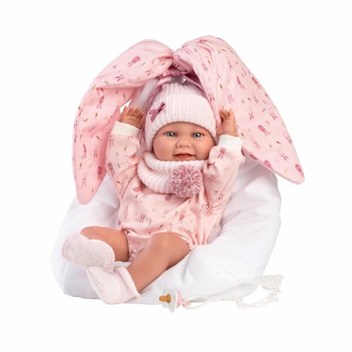 Llorens 1073802 Babypuppe Nica, mit blauen Augen und Vinyl-Körper, Baby Puppe inkl. Outfit und großer Tragetasche mit Hasenohren, New Born 40cm Llorens 1073802 Babypuppe Nica, mit blauen Augen und Vinyl-Körper, Baby Puppe inkl. Outfit und großer Tragetasche mit Hasenohren, New Born 40cm von Llorens