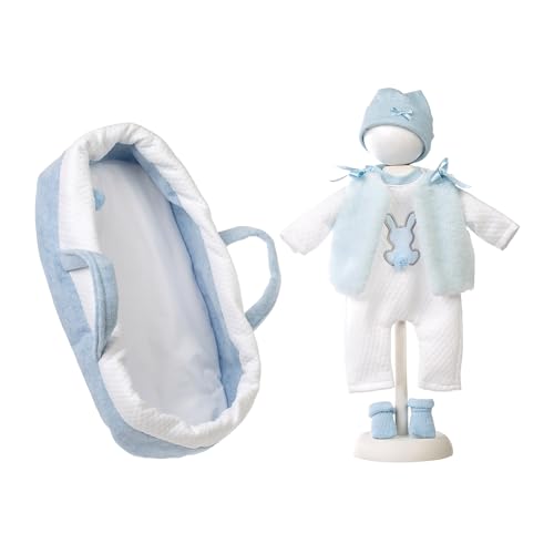 Llorens 1074011 Puppenzubehör für 42cm Puppen, Blaue Puppentragetasche mit Kleiderset, Strampler, Mütze und Söckchen mit Hasenmotiv, Puppenkleidung Llorens 1074011 Puppenzubehör für 42cm Puppen, Blaue Puppentragetasche mit Kleiderset, Strampler, Mütze und Söckchen mit Hasenmotiv, Puppenkleidung von Llorens