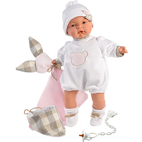 Llorens Puppe Joelle mit blauen Augen, Babypuppe mit weichem Körper, inkl. Schnuller und Kuscheldecke, 38 cm, 38944 von Llorens