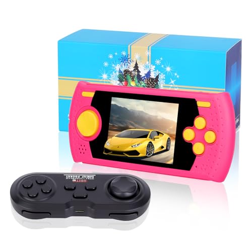 Handheld-Spielkonsole, 7,6 cm (3 Zoll) HD-Bildschirm, vorinstalliert, 338 Klassische Retro-Videospiele mit kabellosem Griff, 8-Bit-TV-Ausgang, Dual-Player-Modus (Rosa) von LncBoc