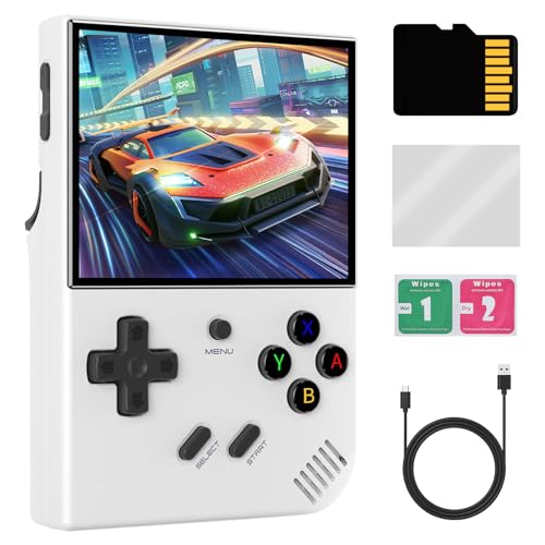 RG35XX Plus Retro Handheld Spielkonsole, 3,5-Zoll-IPS-Bildschirm Retro-Videospielkonsole mit 64TF-Karte & 5515 + klassischen Spielen, Support HDMI TV Output 5G WiFi Bluetooth 4.2(weiß) von LncBoc