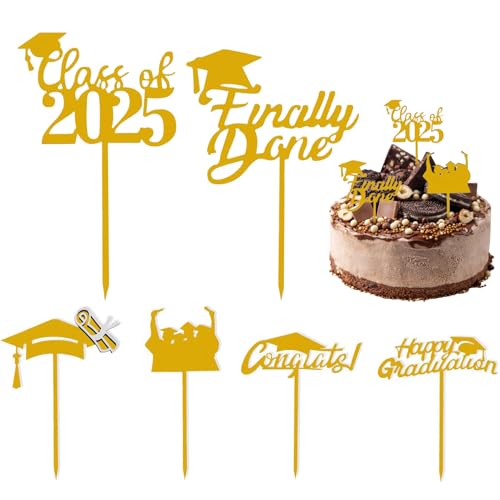 Lnhgh Abschluss Cupcake Toppers Zweitausendfünfundzwanzig | Set Von Sechs Stück Aus Acryl Für Festliche Dessert Dekoration - Wiederverwendbare Foto Requisiten Dekorative Party Utensilien Für von Lnhgh
