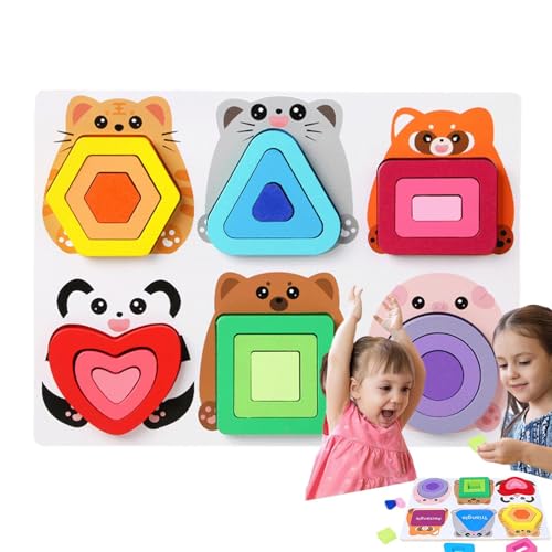 Lnhgh Formen Zuordnungsspiel - Massivholz Formenplatten,Lernspielzeug Aus Holz Mit Sortierbrett Für Kindergarten Vorschule Homeschool Reise Spielzimmer von Lnhgh