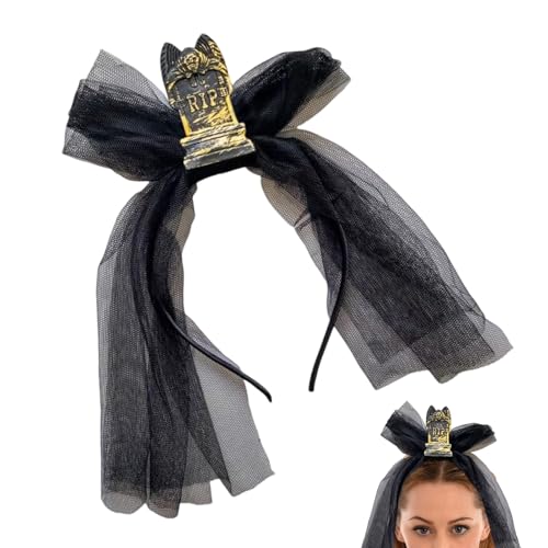 Lnhgh Halloween Kopfschmuck - Grusiges Grabstein Kopfband Mit Schleier Für Party | Gruseliges Halloween Kostümzubehör Kopfschmuck Für Cosplay Karneval Bühnenauftritt Party von Lnhgh