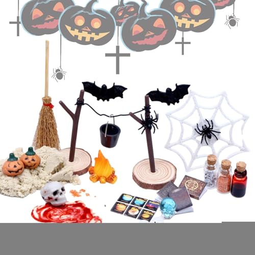Lnhgh Halloween Puppenhaus Miniaturszene | Halloween-Horror-Spielzeugset mit Kürbisschädelköpfen, Fledermausfigur, 27-teilig,Mini-Halloween-Gartenlandschaft, wiederverwendbares Lnhgh Halloween Puppenhaus Miniaturszene | Halloween-Horror-Spielzeugset mit Kürbisschädelköpfen, Fledermausfigur, 27-teilig,Mini-Halloween-Gartenlandschaft, wiederverwendbares von Lnhgh