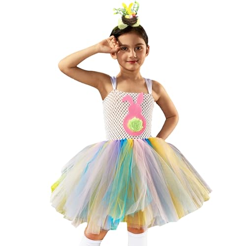 Lnhgh Kaninchen Tutu Kleid - Kinder Mädchen Osterkleider Hasenkostüm - Halloween-Kostüm für Mädchen im Alter von 2–10 Jahren, Kaninchen-Outfit für Ostern, Halloween, Cosplay-Party von Lnhgh