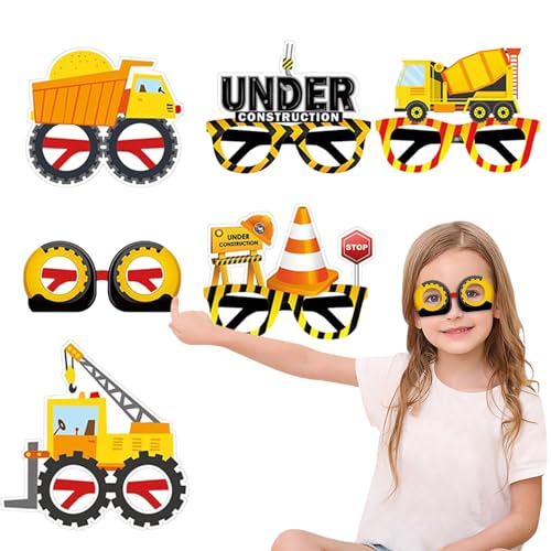 Lnhgh Muldenkipper-Brillen,Bau-Party-Papierbrillen - Ingenieur-Lkw-Bagger-Fotoautomaten-Requisiten-Brille | Kreative Stand-Requisiten, lustige Partybrille für Jungen, Geburtstagsfeier, Fahrzeugparty von Lnhgh