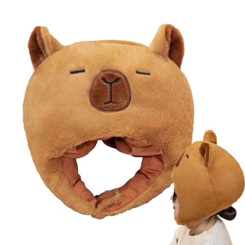 Lnhgh Plüsch-Capybara-Kopfbedeckung, Plüschtierhut | Halloween Capybara Pelzmütze Kopfbedeckung,Niedlicher Plüsch-Capybara-Hut, entzückende Tierkopfbedeckung für Cosplay-Karnevalskostüme Lnhgh Plüsch-Capybara-Kopfbedeckung, Plüschtierhut | Halloween Capybara Pelzmütze Kopfbedeckung,Niedlicher Plüsch-Capybara-Hut, entzückende Tierkopfbedeckung für Cosplay-Karnevalskostüme von Lnhgh